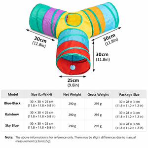 Tunnel pour chat à 3 voies avec ensemble de jouets, pliable et repliable, tunnel de jeu pour animaux de compagnie avec trou de surveillance et balle suspendue, jouets interactifs pour chat - Product Image 2
