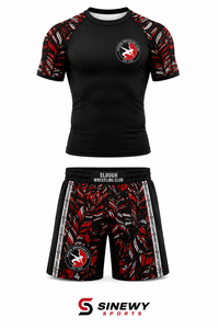 SINEWY SPORTS Men's Wrestling <b>Compression</b> <b>Shirt</b> & Shorts Set Sublimation Print Moisture Wicking Fitted Adult Martial Arts Wear - Product Image 2