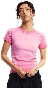 Camiseta Deportiva de Manga Corta para Hombre AUXINE DESIGN, Color Rosa, Cuello Redondo, Secado Rápido, Corte Ajustado, Tejido de Poliéster, Largo Regular, Color Sólido - Product Image 3