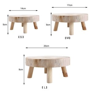 Tabouret rond en bois pour jardin, support décoratif pour fleurs, tabouret bas - Product Image 6