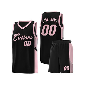 Ensemble de maillots de basket-ball personnalisés bleus à col en V sans manches en maille respirante unisexe pour adultes avec imprimé géométrique - Product Image 1