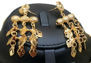 Conjunto de Collar y Pendientes Étnicos Chapados en Oro con Borlas y Piedras de Circonio Rojo y Verde para Mujer, Joyería de Boda - Product Image 2