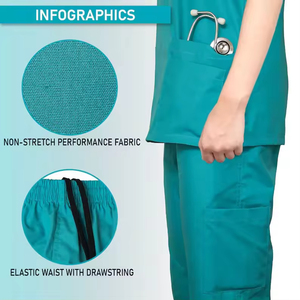 <b>Doctor</b> Nurse Medical Scrub Uniform <b>Set</b> with V Neck Top and Elastic Waist Pants Comfortable Hospital Nursing Scrubs Wholesale - Product Image 4