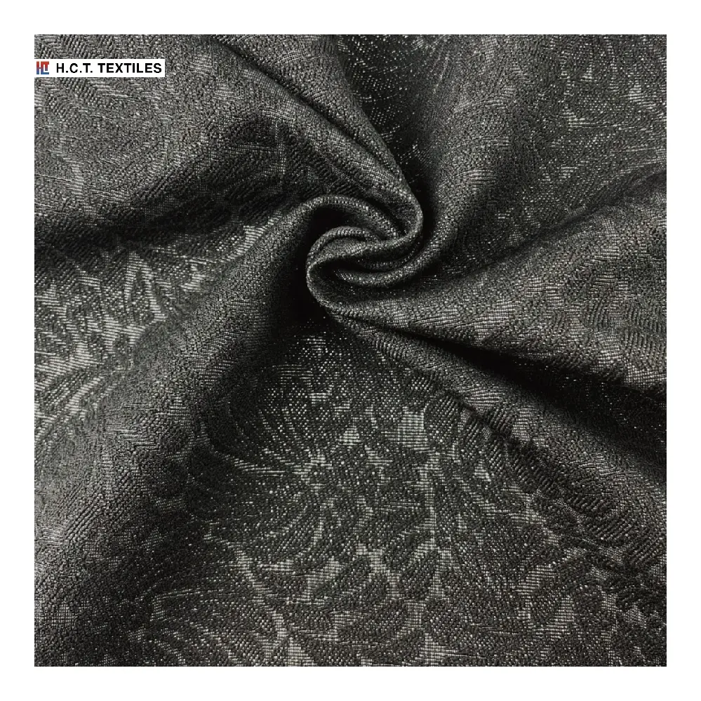 Retro leaf brocade fabric jacquard dress 185g polyester rayon nylon metallic spandex