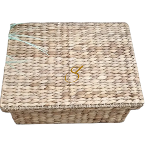 <b>Rectangular</b> Water Hyacinth <b>Basket</b>, Lidded <b>Basket</b> for Storage, Waterhyacinth Wicker <b>Basket</b>, Coastal Decor, Storage <b>Basket</b> - Product Image 3