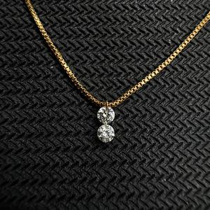 Minimalist 925 Sterling Silver Box Chain <b>Necklace</b> 2.5mm E VVS Lab Grown Diamond Pendant | IGI Certified Thick Gold Plated Fine - Product Image 2