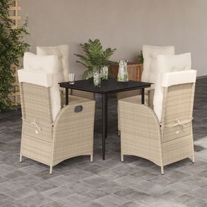Set da Pranzo da Giardino in Rattan PE Beige 5 Pezzi - Product Image 1