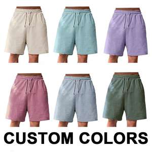 Pantalones Cortos Deportivos de Cintura Media para Hombre, Tejido Sólido, Elásticos, Casuales, para Gimnasio, Playa, 100% Algodón, Transpirables, con Bolsillos - Product Image 2