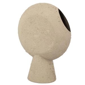 Jarrón de Arcilla Negro Mate con Efecto Antiguo, Estilo Industrial, Aspecto de Cemento Texturizado, Recipiente Metálico |   Urna Decorativa de Doble Asa, Florero para Vestíbulo - Product Image 4