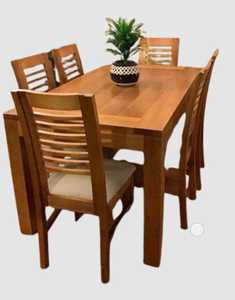 Mesa de Comedor de Madera Maciza y Juego de 6 Sillas de Restaurante, Diseño Minimalista, Uso Comercial, Ecológico - Product Image 4