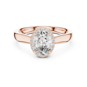 Anillo de Compromiso de Oro Amarillo de 14K con Diamantes Cultivados en Laboratorio, Ovalados y Redondos, para Mujer |   Diamante Cultivado Nuevo - Product Image 3