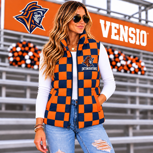 Nuevo Chaleco Impermeable para Mujer con Bloques de Color y Estampado a Cuadros, Chaqueta sin Mangas Acolchada de Invierno con Cremallera, 100% - Product Image 5