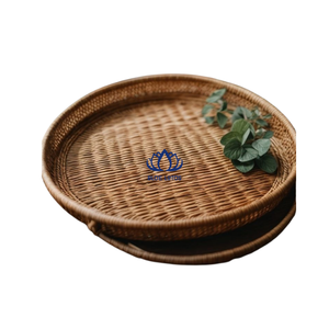 ถาดเสิร์ฟหวายสานมือ BLUE LOTUS แบบยั่งยืน เป็นมิตรกับสิ่งแวดล้อม ตะกร้าจัดระเบียบหวายเกรดเชิงพาณิชย์ ผิวขัดเงา - Product Image 1