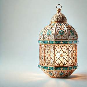 Lanterne de design arabe islamique en verre coloré et métal doré - Image de design, métal - Product Image 5