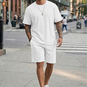 Conjunto de Ropa Urbana para Hombre, Fabricante de Camisetas de Algodón y Pantalones Cortos Cargo, 2 Piezas, Verano, Suministro al por Mayor OEM - Product Image 4