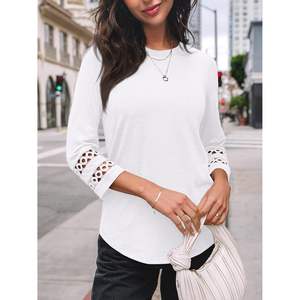 2025 2025 femmes tenue décontractée 3/4-longueur manches col rond dentelle tunique printemps à la mode tenue d'affaires - Product Image 1