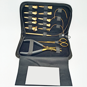 Kit d'outils professionnels pour extensions de cheveux à usage en salon, ensemble d'outils d'application pour cheveux naturels avec pinces, peigne, aiguille et boucle - Product Image 4