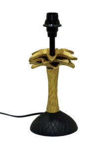 Base de Lámpara de Mesa de Aluminio Dorado Antiguo y Negro con Diseño de Palmera – Soporte de Luz Decorativo Tropical para Mesita de Noche, Ideal para Decoración de Hogares Costeros, 10 pulgadas - Product Image 3