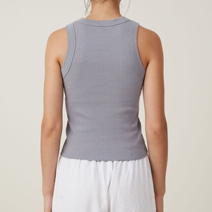 Top Halter de Punto Acanalado Blanco para Mujer, Sin Mangas, Ajustado, Casual, Suave, Corto, de Color Sólido, Transpirable, de Algodón - Product Image 2