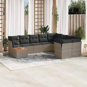 Ensemble de canapés de jardin modulaires en rotin PE gris pour les grands espaces - Product Image 1