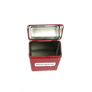 Boîte en métal étamé avec finition brillante, conteneur de rangement, design personnalisé, couleur rouge, pour cadeaux et artisanat - Product Image 3