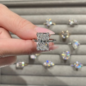 5.12ct Elongated Radiant Moissanite Solitaire Ring Minimalist White Gold Wedding Band IGI certified solitaire ring - Product Image 1