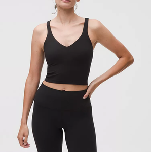 Conjunto de sujetador deportivo y leggings de cintura alta con efecto push-up y encaje, de secado rápido, para hombre, tallas grandes, con logo personalizado - Product Image 6