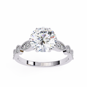 2ct Round Brilliant Cut E VVS Lab Grown Diamond IGI Certified 10K Solid White Gold Trendy <b>Solitaire</b> Engagement <b>Ring</b> - Product Image 2