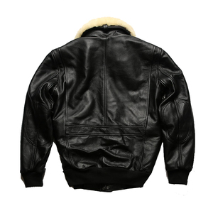 Chaquetas de Cuero Vacuno para Hombre, con Cuello Desmontable de Piel de Cordero, Estilo Bomber Casual, Ropa de Invierno Personalizada - Product Image 4
