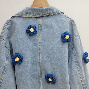 Women's Clothing Style New Fashion Custom Fashion Ladies Denim Jacket Women Vintage Denim Trucker Jacket Denim - Product Image 5