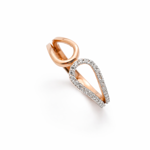 18K Rose Gold Diamond Open Teardrop Ring Minimalist Double Loop Design Women Wedding Party Daily Wear Fine Jewelry Gift - Product Image 2