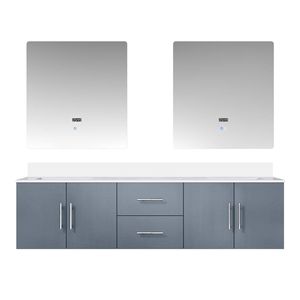 Grigio scuro 72 pollici. L X 22 Pollici Mobile bagno doppio con lavabo da 30 pollici Specchi LED con Top in Quarzo Bianco per Mobili da Bagno - Product Image 1
