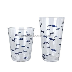 Fish Design Plastic Tumbler Glasses Reusable Break Resistant Vintage <b>Drinkware</b> for Party - Product Image 3