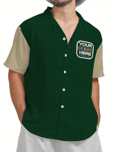 Camisa Casual Personalizable para Hombre con Diseño de Corbata y Botones, Personaliza tu Logotipo, Ligera, Verde y Blanca, para Trabajo o Playa - Product Image 2