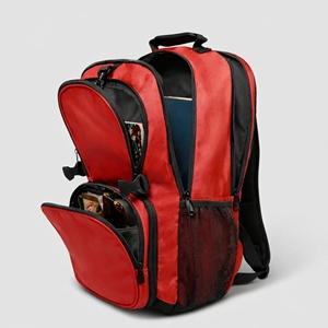 Mochila de Animadoras Personalizada con Impresión, Poliéster, Ribete Rojo y Negro, Múltiples Bolsillos, Correa con Hebilla, Logotipo Personalizado, OEM - Product Image 3