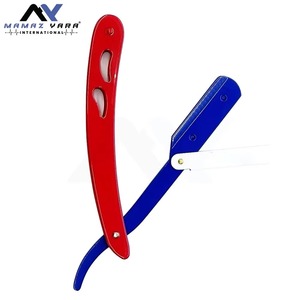 Navaja de Afeitar Profesional de Acero Inoxidable de Alta Calidad, Personalizada OEM, con Bloqueo Giratorio, de Una Sola Hoja, para Afeitar la Cara, en Rojo y Azul - Product Image 2