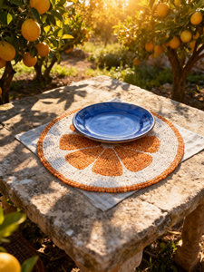 Orange Slice Beaded Canvas Placemat Citrus Dining Table <b>Mat</b> Handmade Kitchen Decor Summer Charger <b>Plate</b> Gift Reusable 500mm - Product Image 1