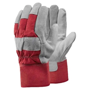 <b>Top</b> Grade Canadian Rigger Cowhide Split Leather Work Gloves Heavy Duty Industrial Safety with <b>Reflective</b> Feature Hand Protection - Product Image 1