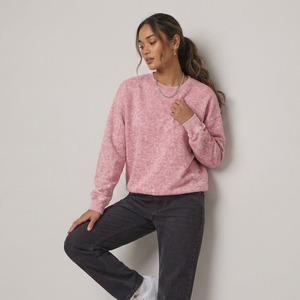 Chemise à col rond oversize à manches longues pour femme, coupe ample, style vintage délavé à l'acide, épaules tombantes, streetwear - Product Image 5