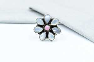 Luxury Handmade Pink <b>Conch</b> Pearl Sterling Silver Adjustable <b>Ring</b> Natural Gemstone Jewelry Gift for Women Wholesale - Product Image 3