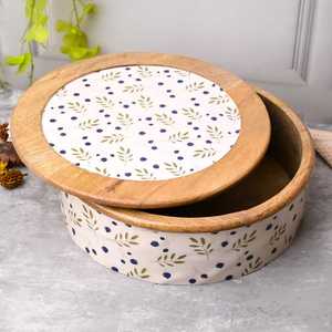 Casserole classique en bois naturel fini, écologique, passe au lave-vaisselle, diamètre 20 cm, boîte à hotpot, support à roti artisanal - Product Image 3