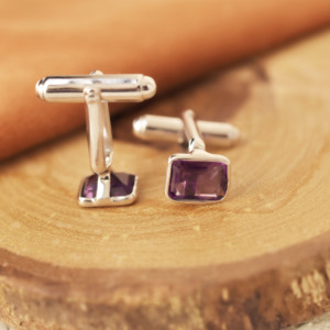 Achetez des boutons de manchette en améthyste naturelle Royal Violette avec argent sterling 925, style luxueux, en vente. - Product Image 5