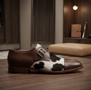 รองเท้าแบบ Monk Strap หนังวัวแท้ ลายวัว ปลายแหลม ปิดด้วยหัวเข็มขัด ใส่ได้ทุกฤดู เหมาะสำหรับออฟฟิศและอาชีพ - Product Image 6
