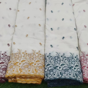 Tissu brodé Mall Chanderi, doux, de poids moyen, en coton biologique et soie écologiques, pour tenues de créateurs, saris et lehengas - Product Image 1