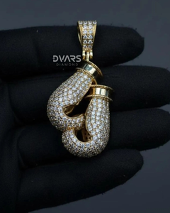 Colgante de Guantes de Boxeo con Diseño Hip Hop para Hombre, Totalmente Cubierto de Diamantes de Imitación VVS, Colgante de Guantes de Boxeo de Plata de Ley 925, Colgantes Personalizados - Product Image 1