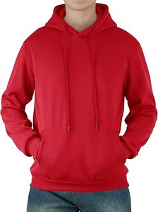 Sweat-shirt à capuche rouge pour homme, coupe classique, en molleton tricoté, couleur unie, style automne, avec poches - Product Image 3