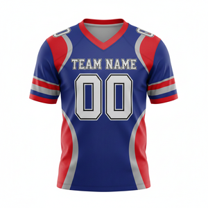 Camiseta de Práctica de Fútbol Americano Personalizada para Adultos, Manga Corta, Transpirable, Opción de Talla Grande, Cuello en V, 100% Poliéster - Product Image 1