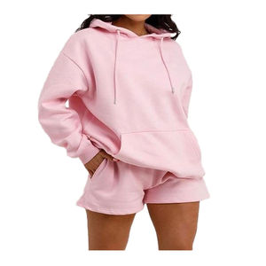 Ensemble de survêtement femme 2 pièces avec fermeture éclair, effet vieilli et délavé à l'acide, comprenant un sweat à capuche court et un short, style jupe et pantalon de jogging - Product Image 3