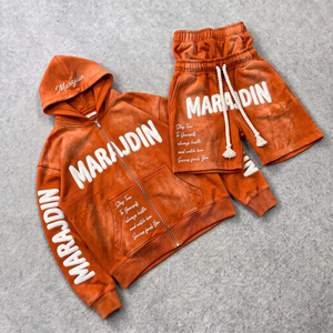 Sun Faded Black Tracksuit Heavyweight Cotton Blank Crop Zip Up Hoodie And Shorts Set Custom High Quality Streetwear <b>Men</b> - Product Image 5