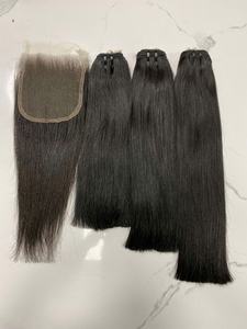 Fábrica al por mayor 100% Extensiones de cabello humano real 16 pulgadas Doble trama Natural Liso A granel Cabello crudo Sin caída - Product Image 6